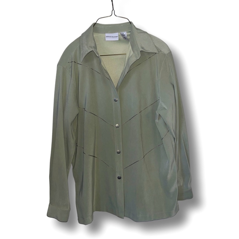 Alfred Dunner button down blouse in sage green